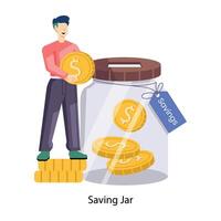 WebA flat style illustration of saving jar vector