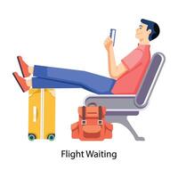 WebFlight waiting flat character illustration vector