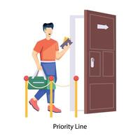 WebMan passing through priority line, flat character illustration vector