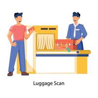 WebMan getting his luggage scan, flat character illustration vector