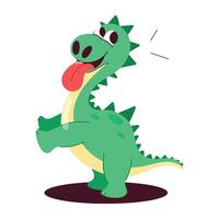 Basic RGBA flat style sticker of happy dinosaur vector