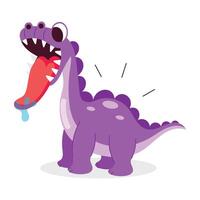 Basic RGBHungry dinosaur with open mouth, flat sticker vector