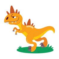 Basic RGBA flat style sticker of walking dinosaur vector