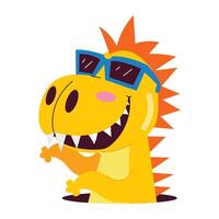 Basic RGBCool dinosaur wearing sunglasses, flat style sticker vector