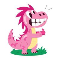 Basic RGBA flat style sticker of scared dinosaur vector