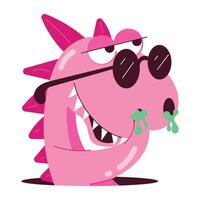 Basic RGBCute flat sticker of sick dinosaur with runny nose vector