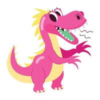 Basic RGBA flat style sticker of laughing dinosaur vector
