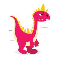 Basic RGBA flat style sticker showing bored dinosaur walking vector