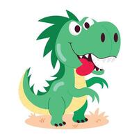 Basic RGBCute flat sticker of hungry dinosaur with tongue out vector