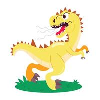 Basic RGBA flat sticker of furious dinosaur vector