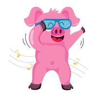 WebA flat style mascot of a cool pig vector
