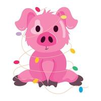 WeA flat style mascot of festive pig b vector