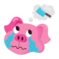 WebA flat style sticker of crying pig vector