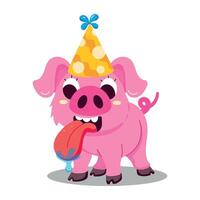 WebA cute flat sticker of party pig vector