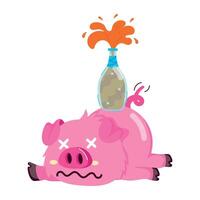 WebDrunk pig sticker in flat style vector