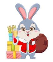 Cute cartoon rabbit. Merry Xmas and Happy New year vector
