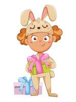 Cute little girl in a costume of rabbit vector