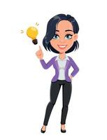 dibujos animados personaje negocio mujer teniendo bueno idea vector