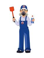 Pest control worker in protective workwear vector