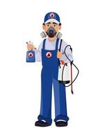 Pest control worker in protective workwear vector