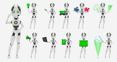 Robot with artificial intelligence, female bot vector