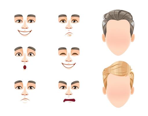Different male emotions set