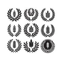 Minimal laurel sign illustration icon logo on isolated white background vector