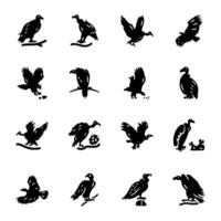 Collection of Vulture Bird Solid Icons vector