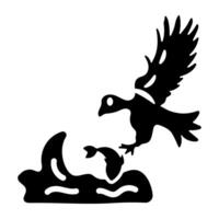 A glyph style icon of vulture vector
