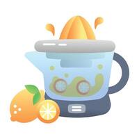 Electric juice with some fruit, flat icon vector