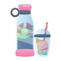 A portable blender with a smoothie glass, flat icon vector