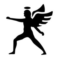 A glyph style icon of an icarus vector