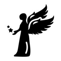 A glyph style icon of an icarus vector