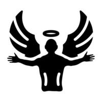 A glyph style icon of an icarus vector