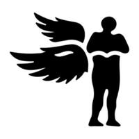 A glyph style icon of an icarus vector