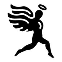 A glyph style icon of an icarus vector