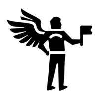 A glyph style icon of an icarus vector