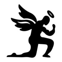 A glyph style icon of an icarus vector