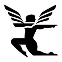 A glyph style icon of an icarus vector