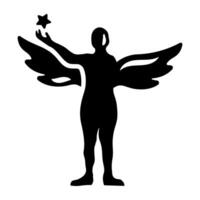 A glyph style icon of an icarus vector