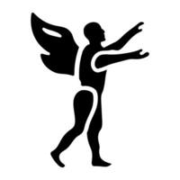 A glyph style icon of an icarus vector