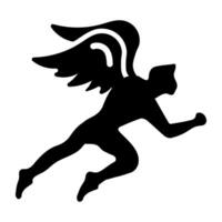 A glyph style icon of an icarus vector