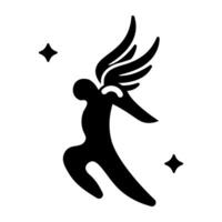 A glyph style icon of an icarus vector