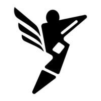A glyph style icon of an icarus vector