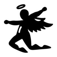 A glyph icon of flying angeless vector