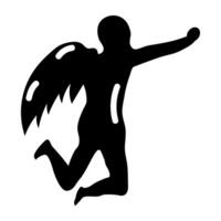 A glyph style icon of an icarus vector