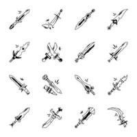 Magic sword icon designed in outline style vector