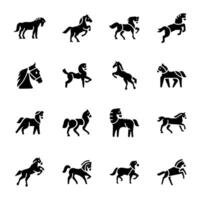A filled style icon of horse vector