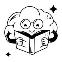 A hand drawn style icon of memorizing vector