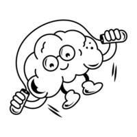 Hand drawn style icon of a brain power vector